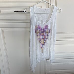 Guess White Tank Top with Heart Design